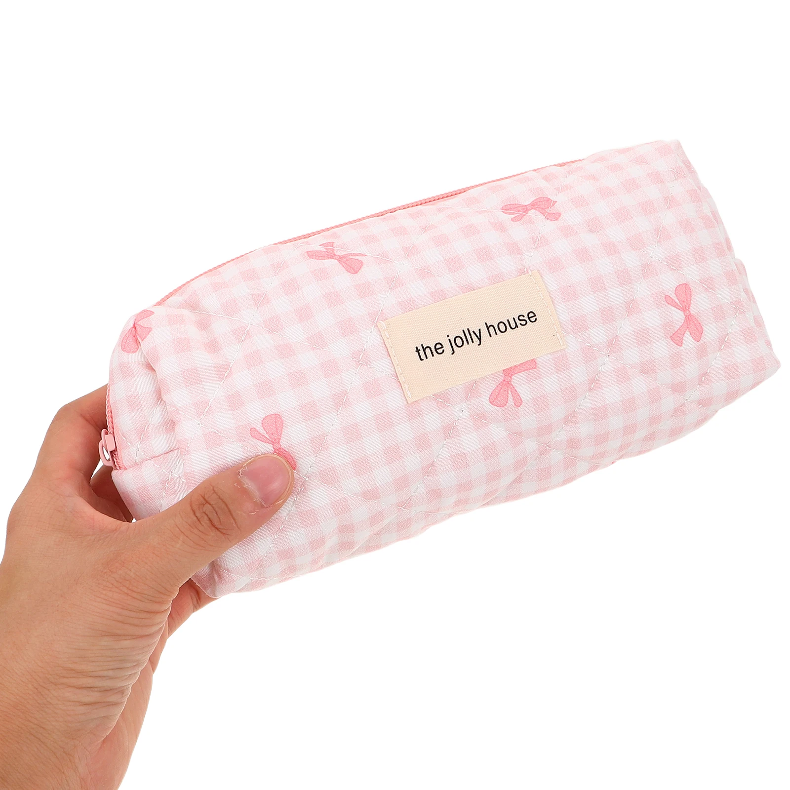

Lovely Bow Plaid Case For Teen Girls Large Capacity Student Stationery Bag Soft Zipper Pouch Cute School Supply Organizer Kawaii