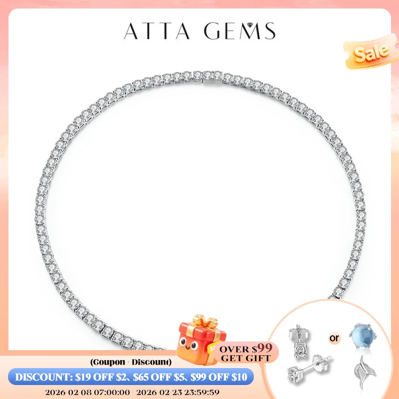 

ATTAGEMS Новое теннисное ожерелье из стерлингового серебра 925 пробы, круглой огранки, 5,0 мм, цвет D, подвески, ожерелье для женщин, ювелирные изделия, свадебные подарки