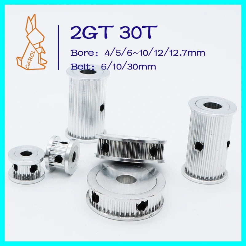 30Teeth 2GT Idler Timing Pulley Bore 4/5/6~10/12/12.7mm Belt Width 6/10mm 3D Printer Synchronous Wheels Tensioning Idler GT2 30T