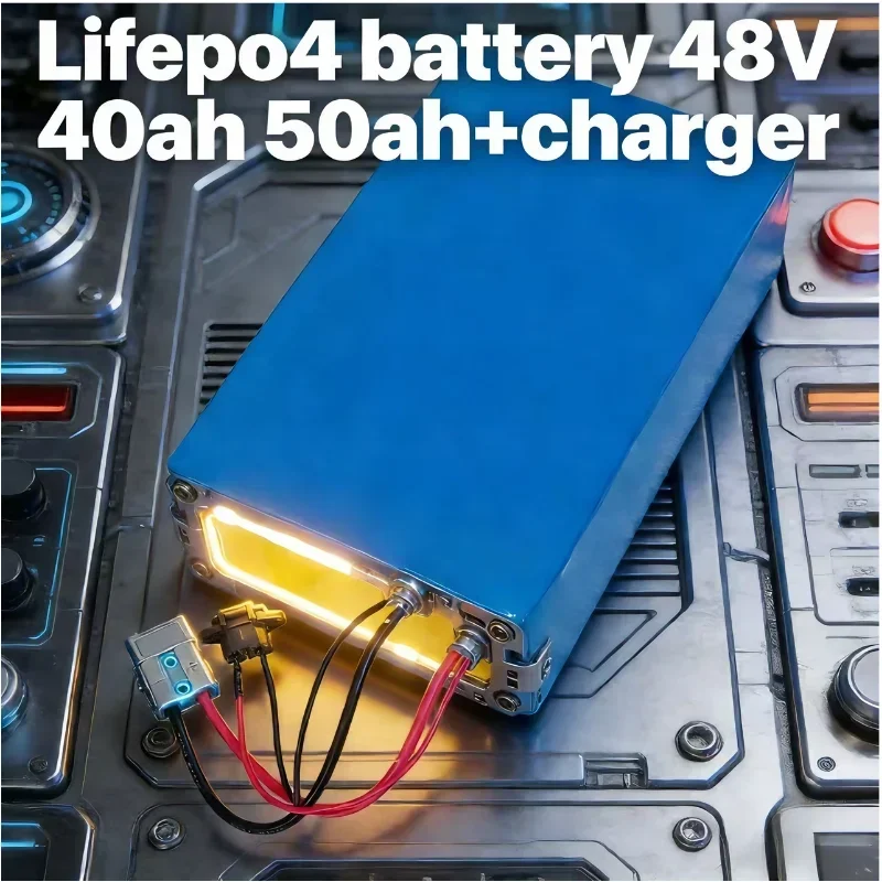 

Мощная аккумуляторная батарея LiFePO4 48В 50Ач 2000-3500Вт с Bluetooth BMS 100А и зарядным устройством 58.4В 5А для автодомов/солнечных систем/электровелосипедов