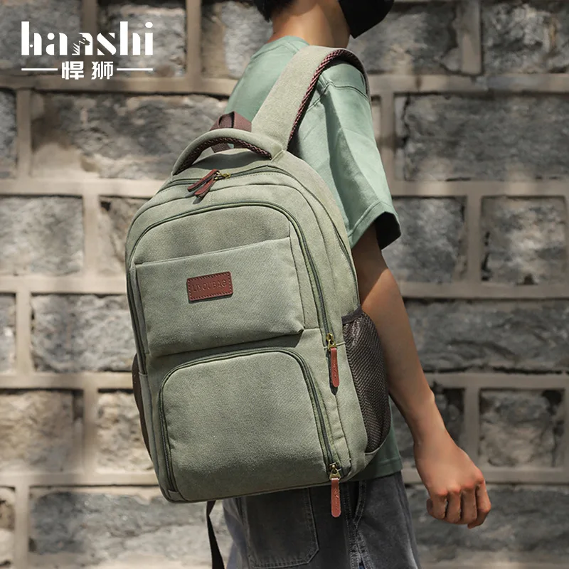 

Модный мужской рюкзак, женский высококачественный повседневный холщовый рюкзак, большой вместительный рюкзак для ноутбука, простой и прочный школьный рюкзак