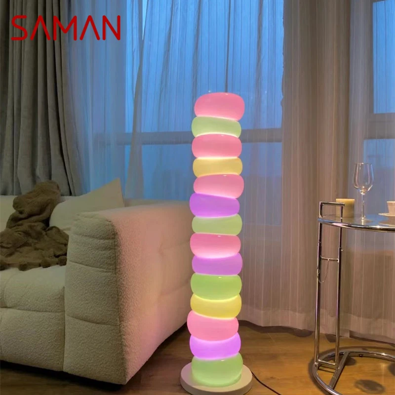 

SAMAN Nordic Children Floor Lamp Color Modern Family Iiving Room Bedroom Creativity LED Decorative Atmosphere