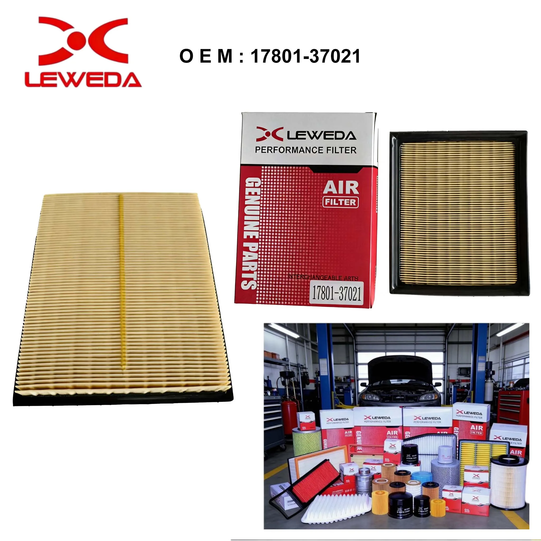 LEWEDA High Quality 17801-37021 Air Filter For Toyota Auris Prius RAV4 Lexus CT200h NX Replaces 17801-37020