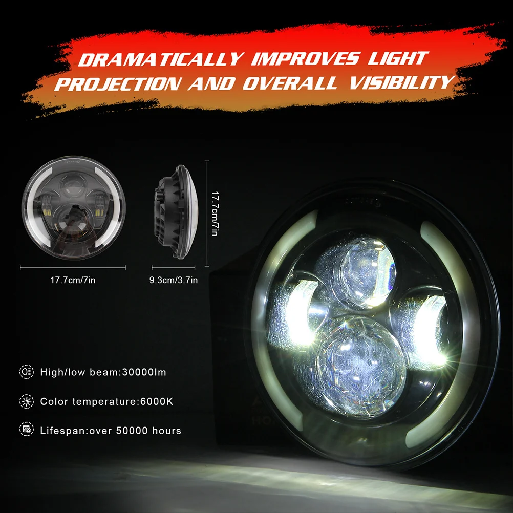 

1Pcs 7 Inch 200W LED Work Light Offroad Round Lamp Suv Truck Flood Fog Motorcycle Headlight Road Driving Light