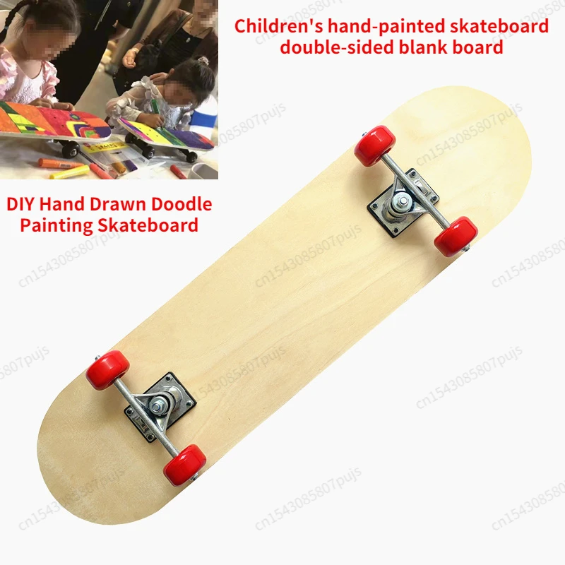 Children's Hand-painted Skateboard Double-sided Blank Log Board DIY Hand-painted Graffiti Painting Skateboard