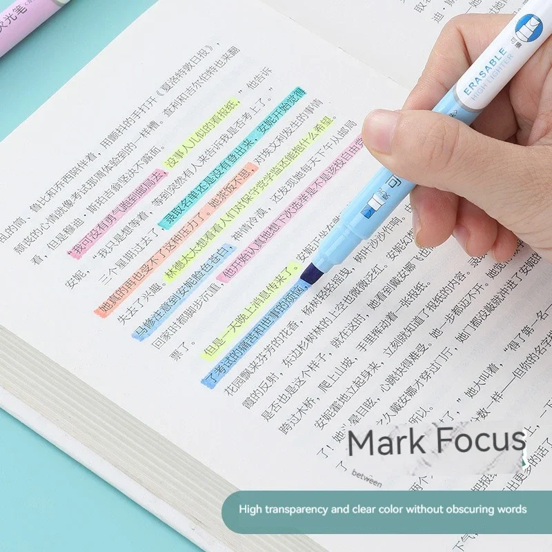 6pcs 지울 수있는 형광펜 파스텔 마커 아트 드로잉을위한 듀얼 팁 형광펜 낙서 마킹 학교 오피스 문구
