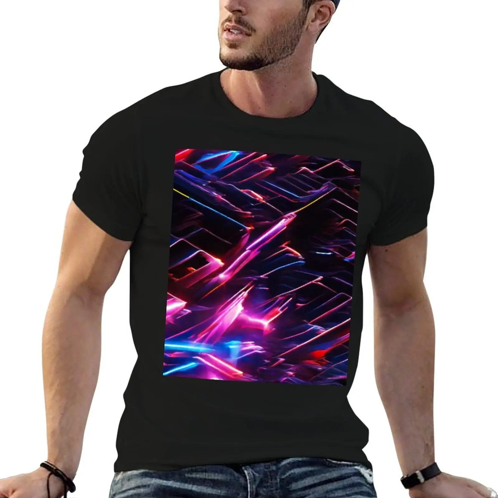 

Neon Abstract 10 T-Shirt cotton t shirt man man t shirts cotton T-Shirt