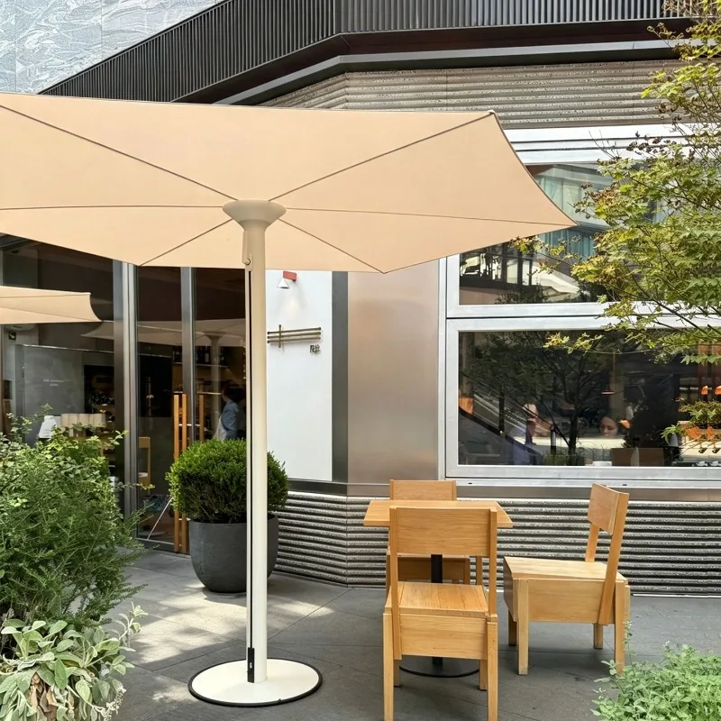 Outside Luminous Umbrella Parasol Garden Villa Courtyard Umbrella Retractable Cafe Umbrella Terrace  with Light