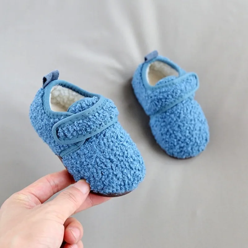 Children Home Slippers 2023 Autumn Winter Non-slip Warm Plush Kids Shoes Baby Boys Girls Solid Indoor Cotton Shoes Flip Flops