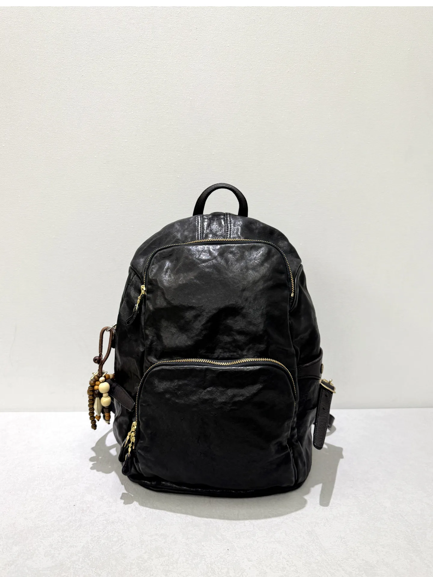 outdoor travel luxury vegetable tanned cowhide women's black backpack simple designer handmade genuine leather laptop bagpack
