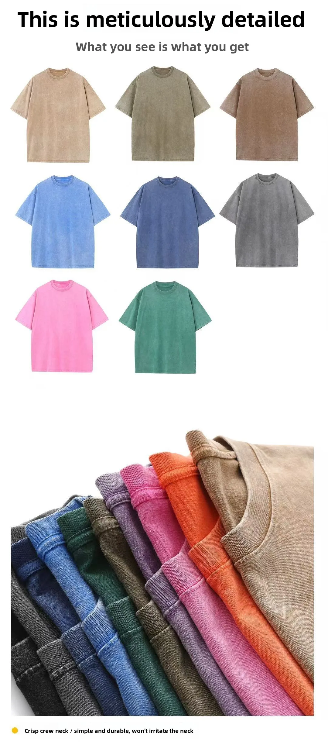 Breathable Waterproof Antibacterial 230g Heavy Cotton Tee High Color Fastness Summer Cool