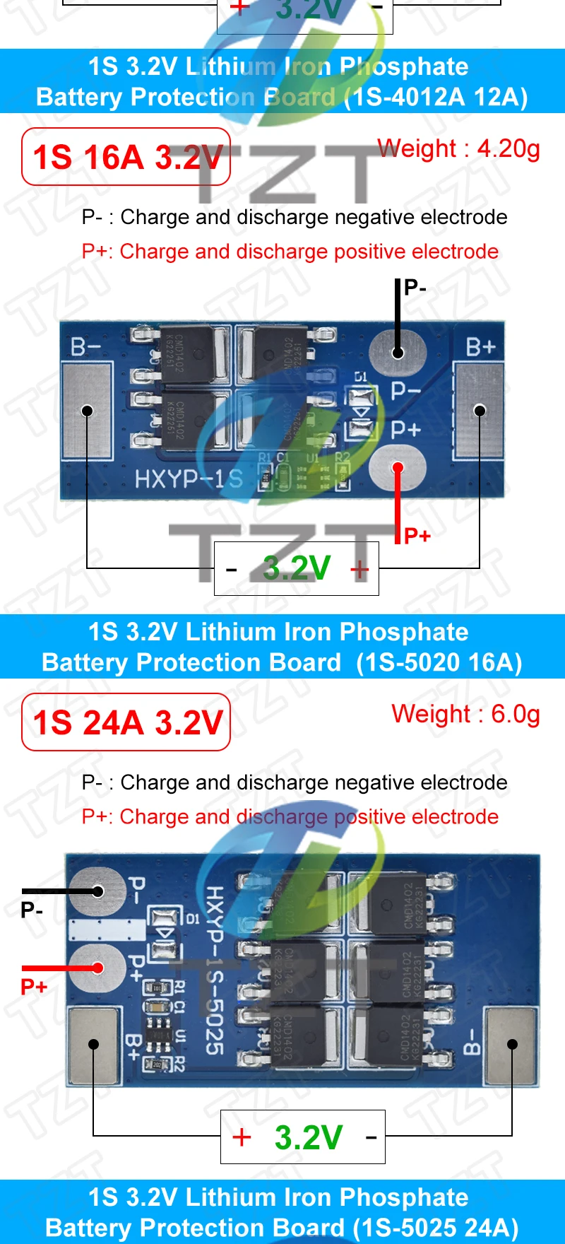 TZT 1/3PCS BMS 1S 12A 16A 24A 3,2V LiFePO4 / 3,7VLithium Batterie Schutz Bord 18650 4,2V Lade Spannung/Kurzschluss – Detail 13