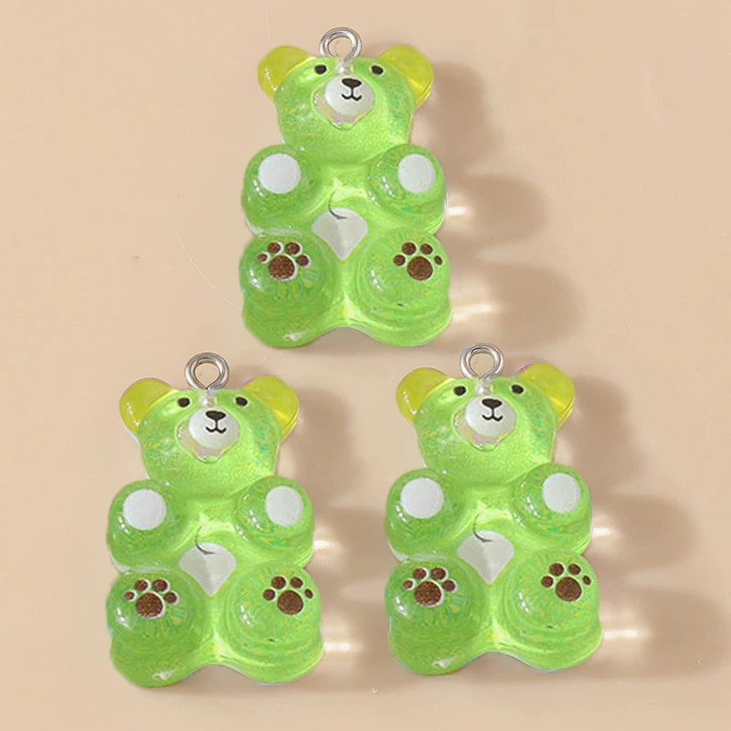 10 Stück 18x30mm Cartoon Harz Gummibärchen Anhänger für Schmuckherstellung, Ohrhänger, Halsketten, Armbänder, DIY Bastelbedarf – Detail 10