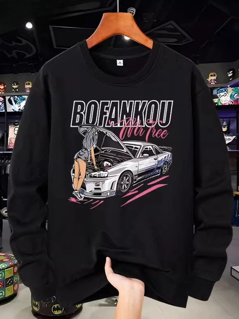 

Beauty and Cars 2025 Autumn and Winter Round-neck Hoodie High-end Luxury Is for Both Men and Women Top Y2k