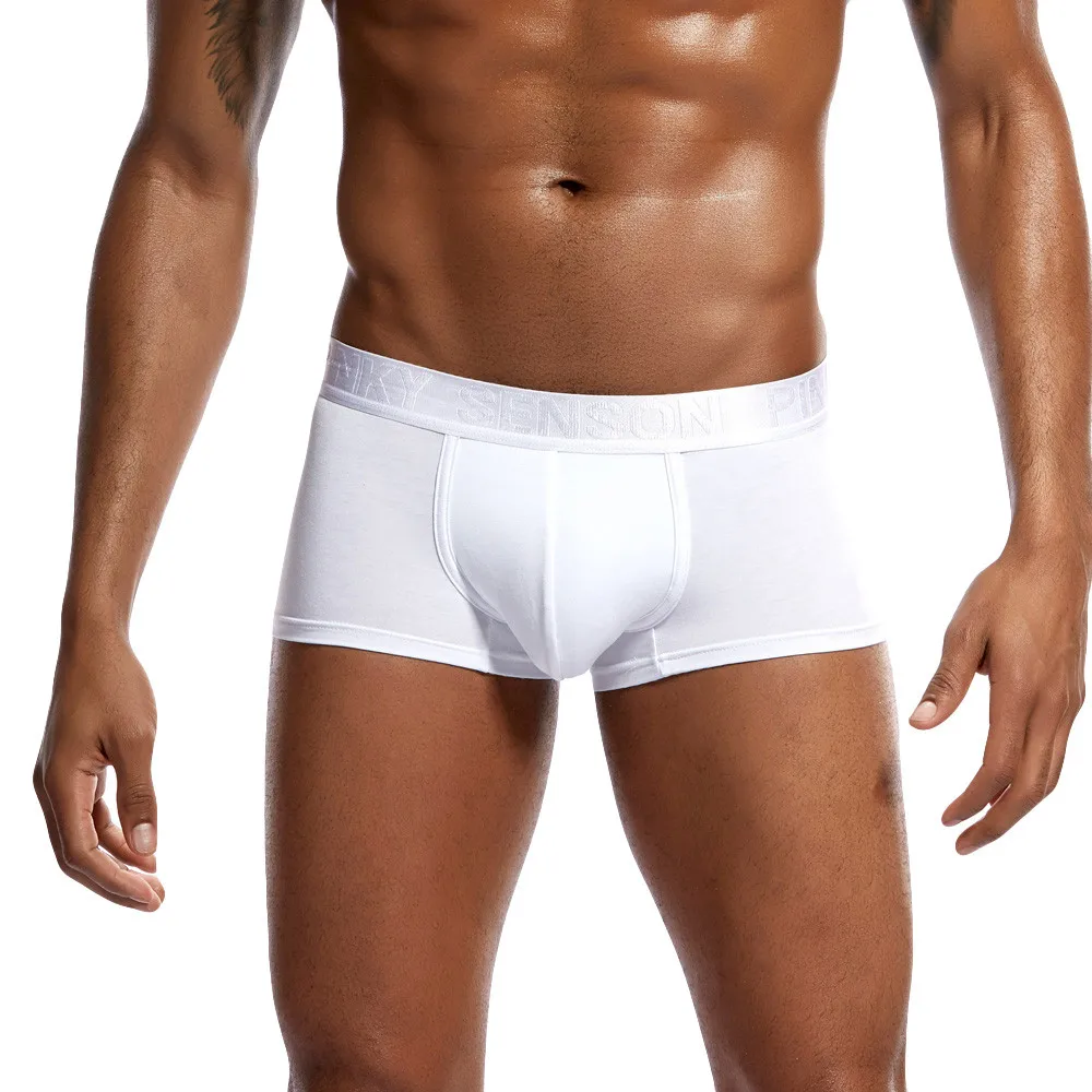 

White Cotton Boxers U Convex Bulge Pouch Boxer Shorts Solid Color Men Underpants Fashion Ropa Interior Breathable Hombres Cueca