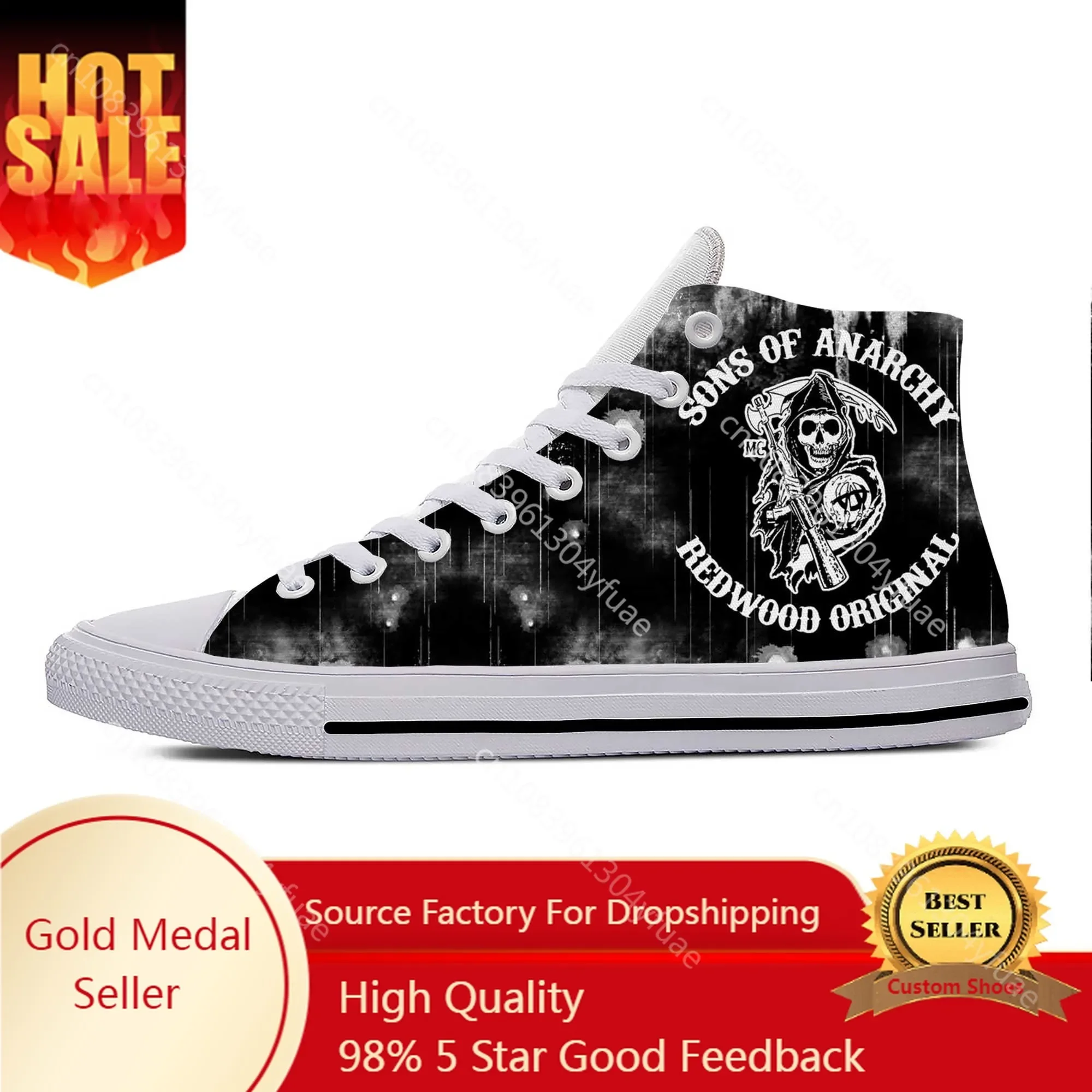 

Sons of Anarchy SAMCRO SOA Anime Cartoon Comic Casual Cloth Shoes High Top Lightweight Breathable 3D Print Men Women Sneakers