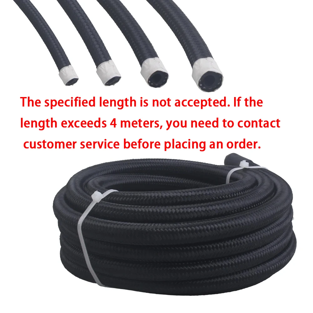 1M/2M/3M/4M AN4 AN6 AN8 AN10 AN12 Fuel Hose Oil Gas Cooler Hose Line Pipe Tube Nylon Stainless Steel Braided Inside CPE Rubber