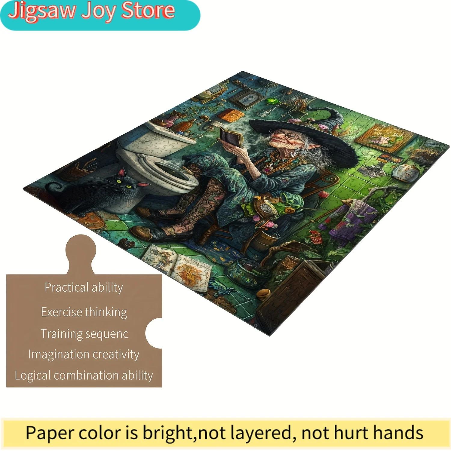 

Witch'S Magic Toilet Puzzle - Vibrant Halloween-Themed Jigsaw with Witches, Cauldrons, and Spells, Perfect for Family Fun and