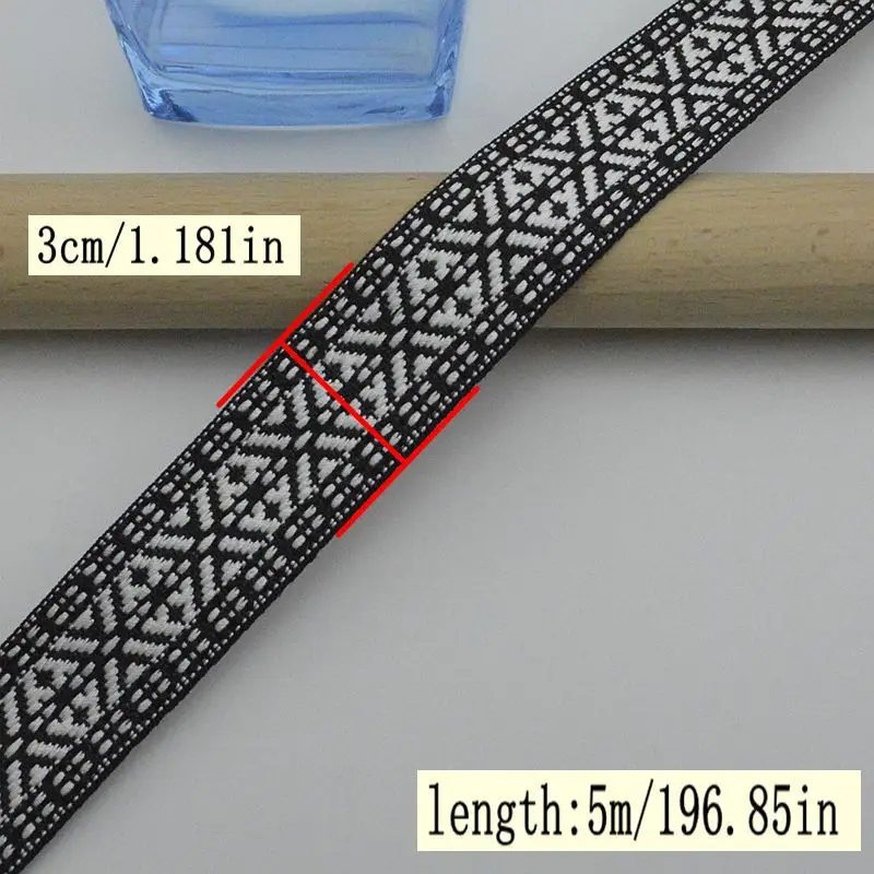 New 5Meters/16.4Ft Per Pack Suitable for Ribbed Edge DIY Retro Handicraft Sewing Classy High-Quality Ethnic Style Webbing Decoration