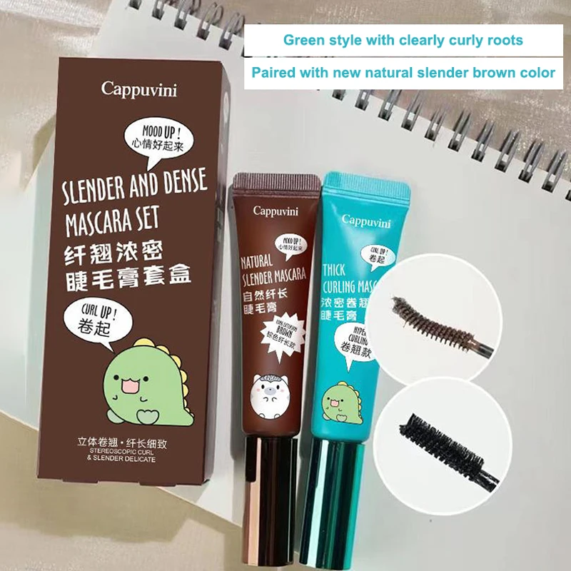 Cappuvini Slimming And Volume Mascara Brown Black Mascara Set Waterproof And Long-Lasting Curl Non-smudge Eyelash Makeup Mascara