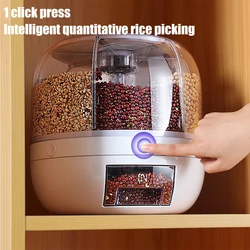 Dispensador de arroz giratorio de 360 grados, Cubo de grano de cereales seco sellado, a prueba de humedad, contenedor de alimentos de cocina, caja de almacenamiento