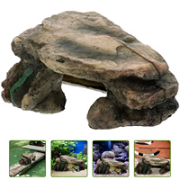 Realistic Resin Turtle Cave Reptile Habitat Climbing Platform Turtle Hermit Aquarium Ornament Reptile Shelter Fish Tank Ornament