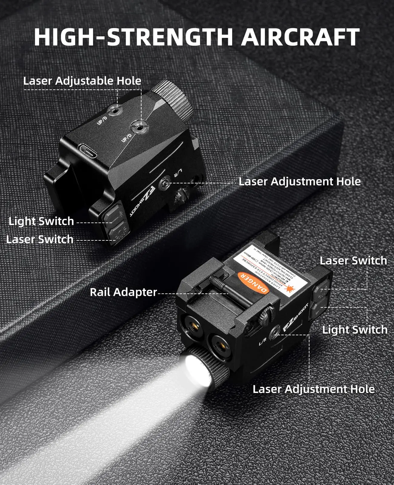 EZshoot-linterna táctica de 700 lúmenes, luz láser roja y verde, recargable para pistola, Compatible con Glock y riel Picatinny