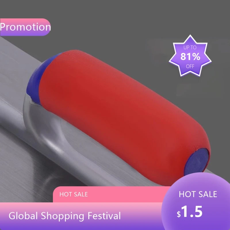 8844 Кельма для штукатурки с лезвием из углеродистой стали и пластиковой ручкой, закругленная передняя строительная шпатель для бетона, инструмент для F