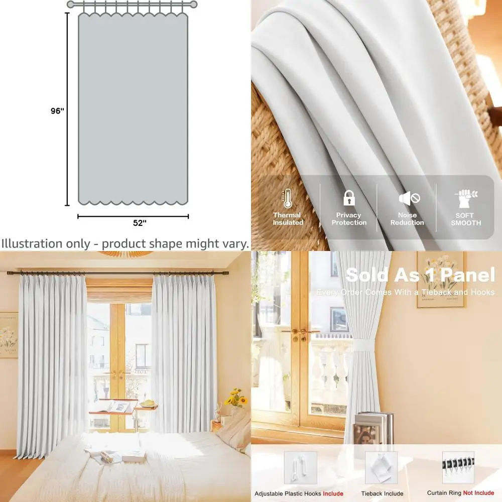 

Термоизолирующие белые шторы с плиссировкой, 244 см в длину, затемнение 50%, для гостиной и дверей на террасу, 132 см (ширина) x 244 см (длина) (одна панель)