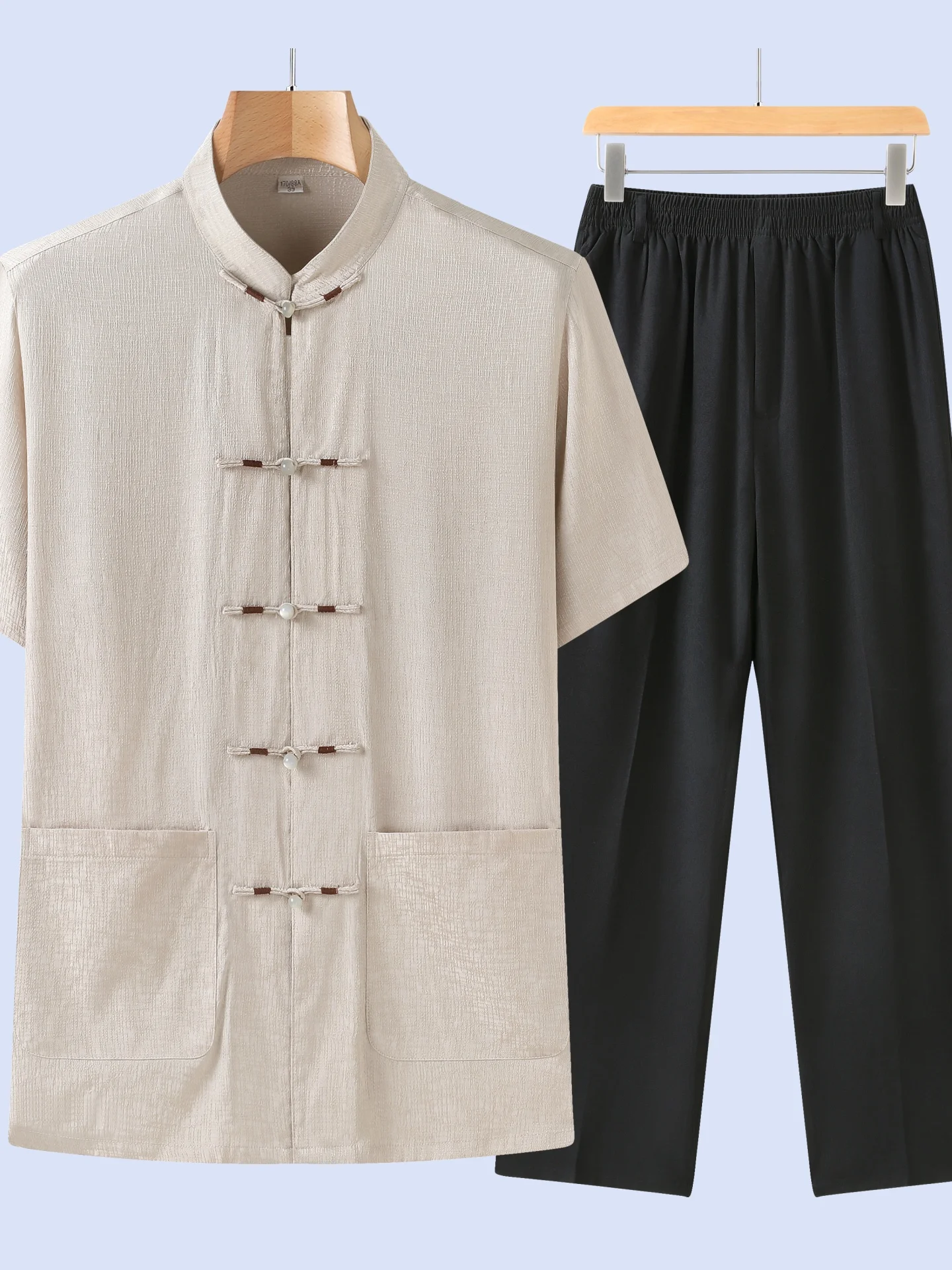 tuta-estiva-casual-tucano-wooden-duck-a-maniche-corte-per-papa-e-nonno-stile-etnico-cinese-set-marrone-giallastro