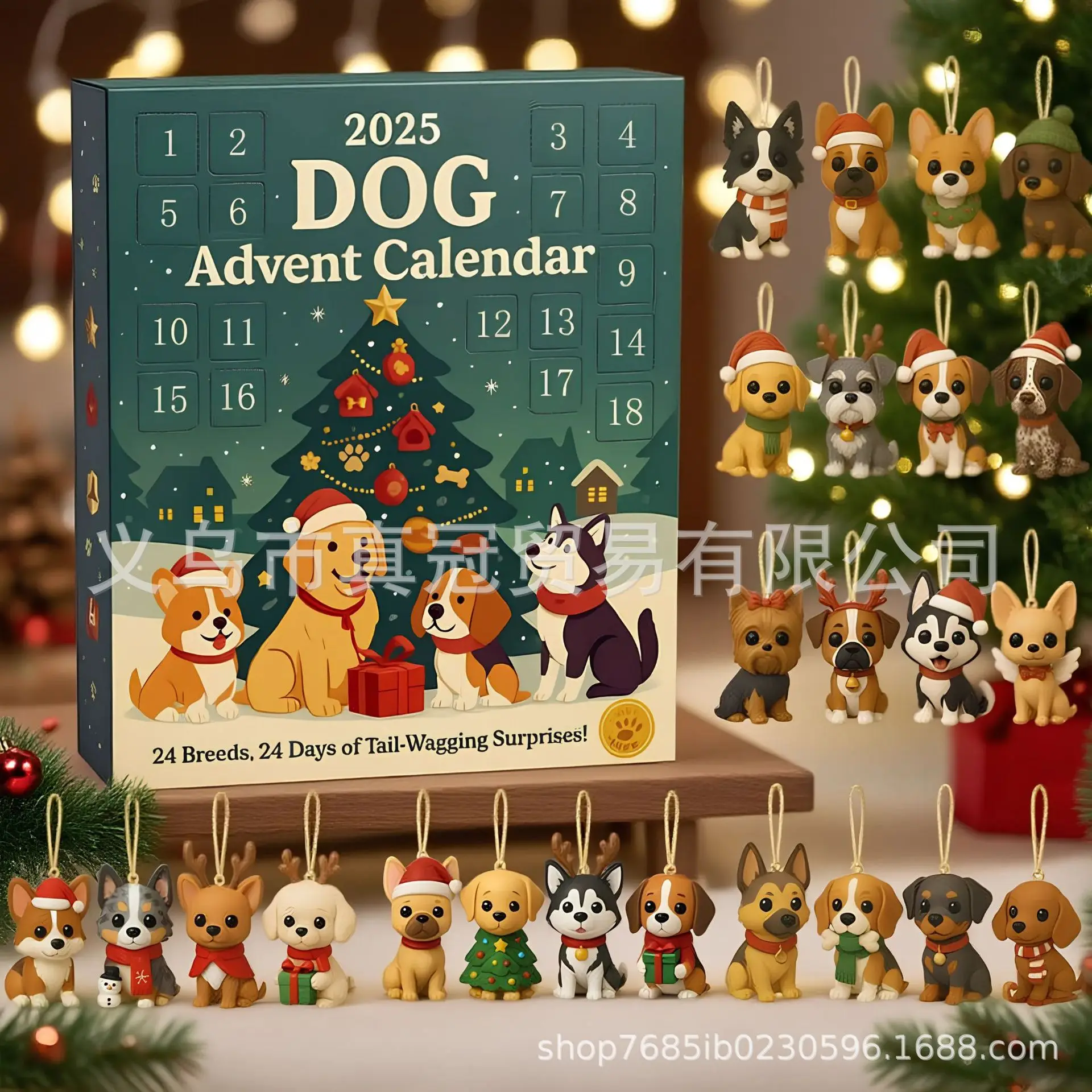 Kalendarz Adwentowy 2025 Piesek Świąteczny Kalendarz Odliczający Ręcznie Robiony Zabawka Rękodzielnicza
