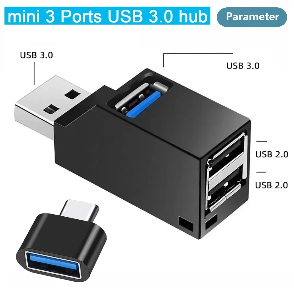 3-in-1 USB HUB USB 3.0 Adapter USB Docking Station USB Splitter Extender OTG Adapter 5Gbps High Speed for PC Laptop Macbook