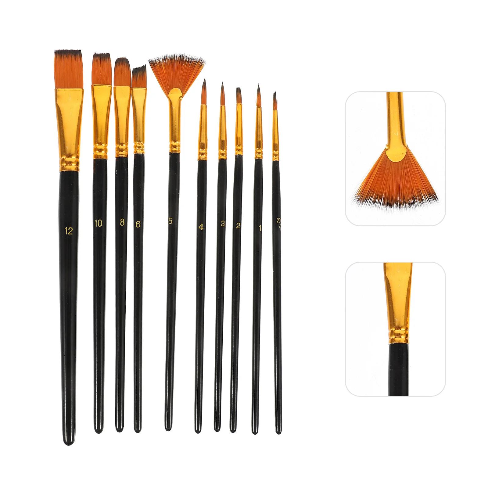 

10Pcs Painting Brush Set Nylon Hair for Watercolor Gouache Acrylic Oil Paint Professional Students Water Color