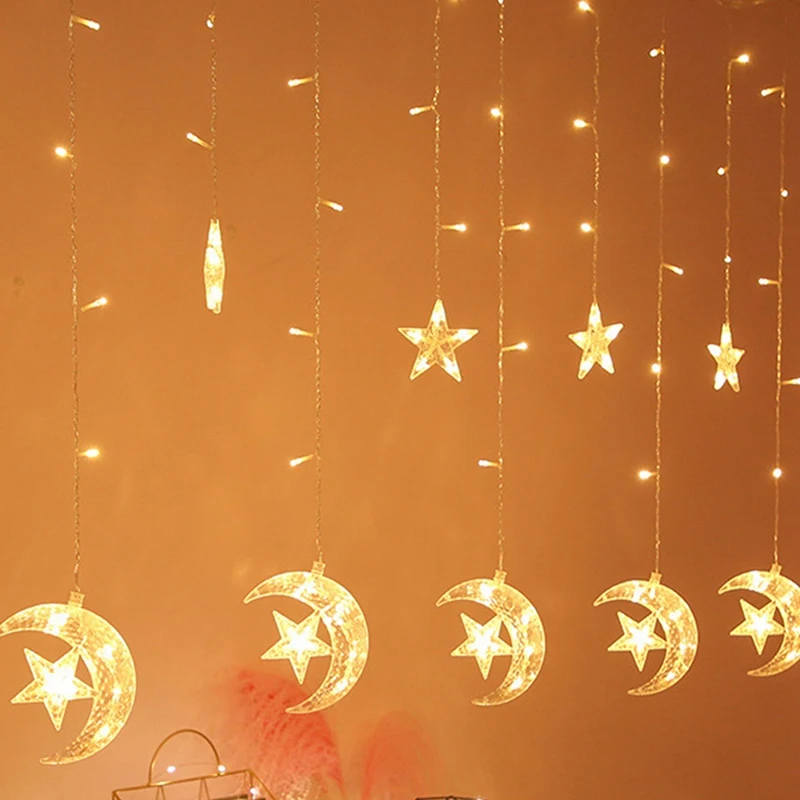 Moon Star Lamp LED Lamp String Light Decoration Holiday Lights Curtain Lamp Wedding Neon Lantern Ramadan Decor