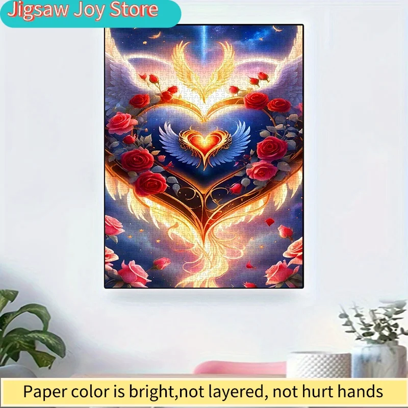 ปริศนากระดาษ DIY, หัวใจในฝัน, กุหลาบ, ปีก ปริศนาสำหรับผู้ใหญ่, เหมาะสำหรับตกแต่งห้องนอน, ปริศนาเดทสุดโรแมนติก, ปริศนาของขวัญสำหรับคู่รัก