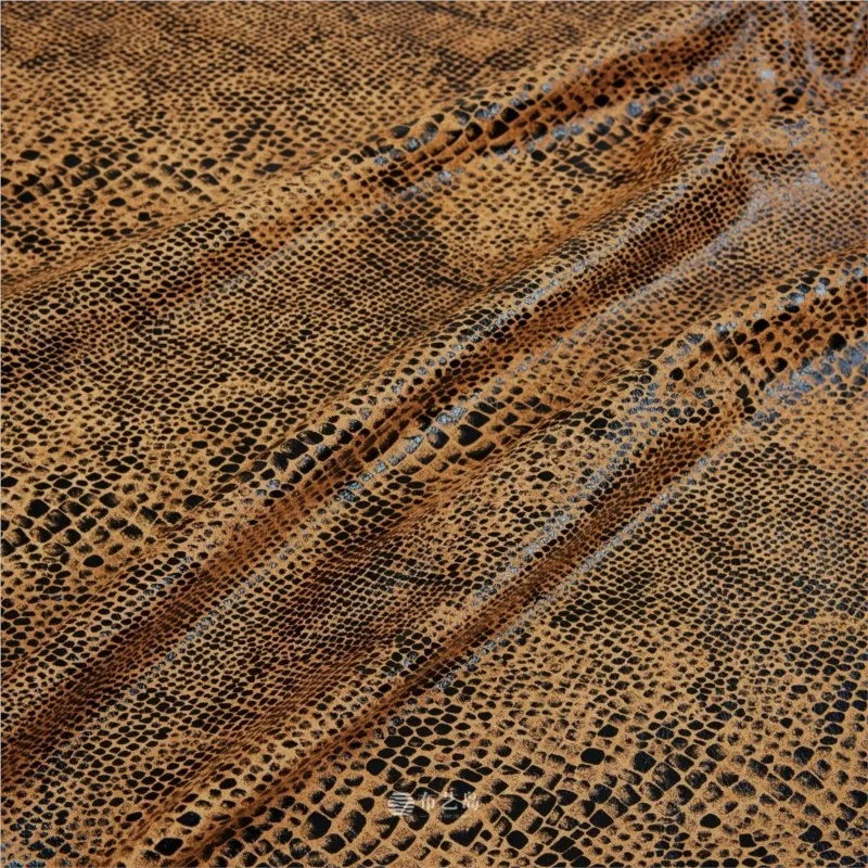 Brown-textured printed fleece fabric for performance costumes bags designer pants handcrafted