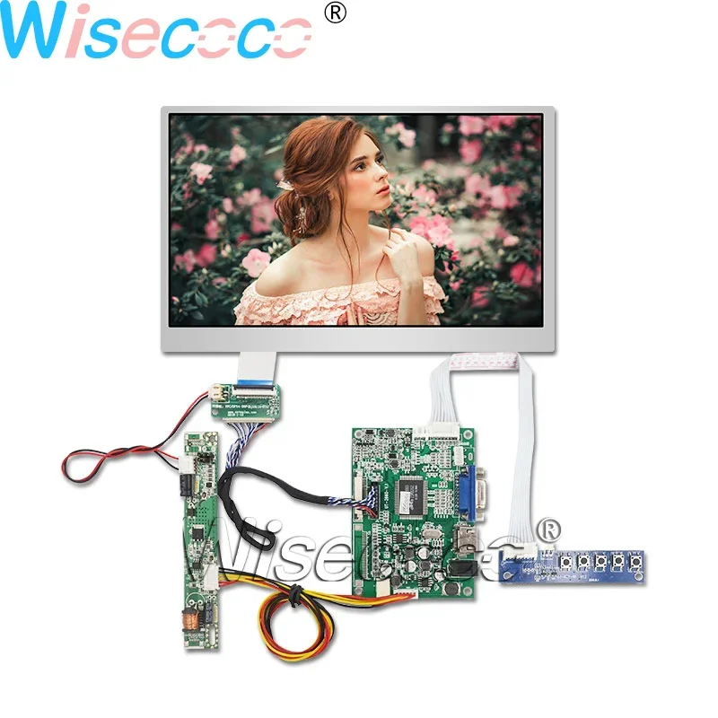 

Wisecoco 10.1 Inch 1280*720 IPS 750 nits LCD Screen with VGA 40 pin LVDS CCFL Inverter Driver Board Outdoor High Brightness