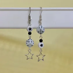 Mismatch stat black and white dice y2k earrings