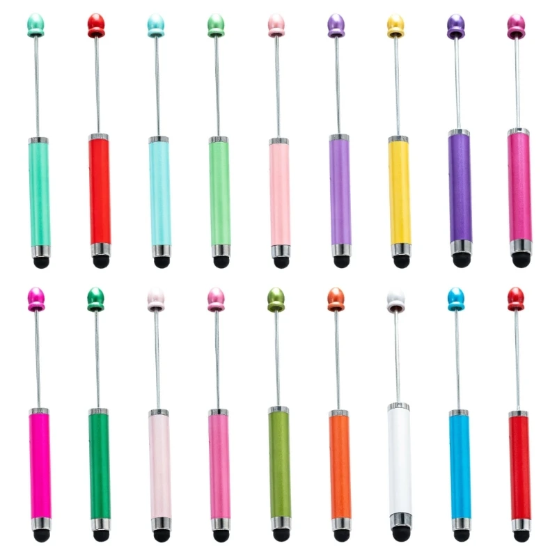 6Pieces Beadable Ballpoint Pen with Stylus Cover , 2-in-1 Stylus Ballpoint Pen Business Signing Pen Gift Signature Pen