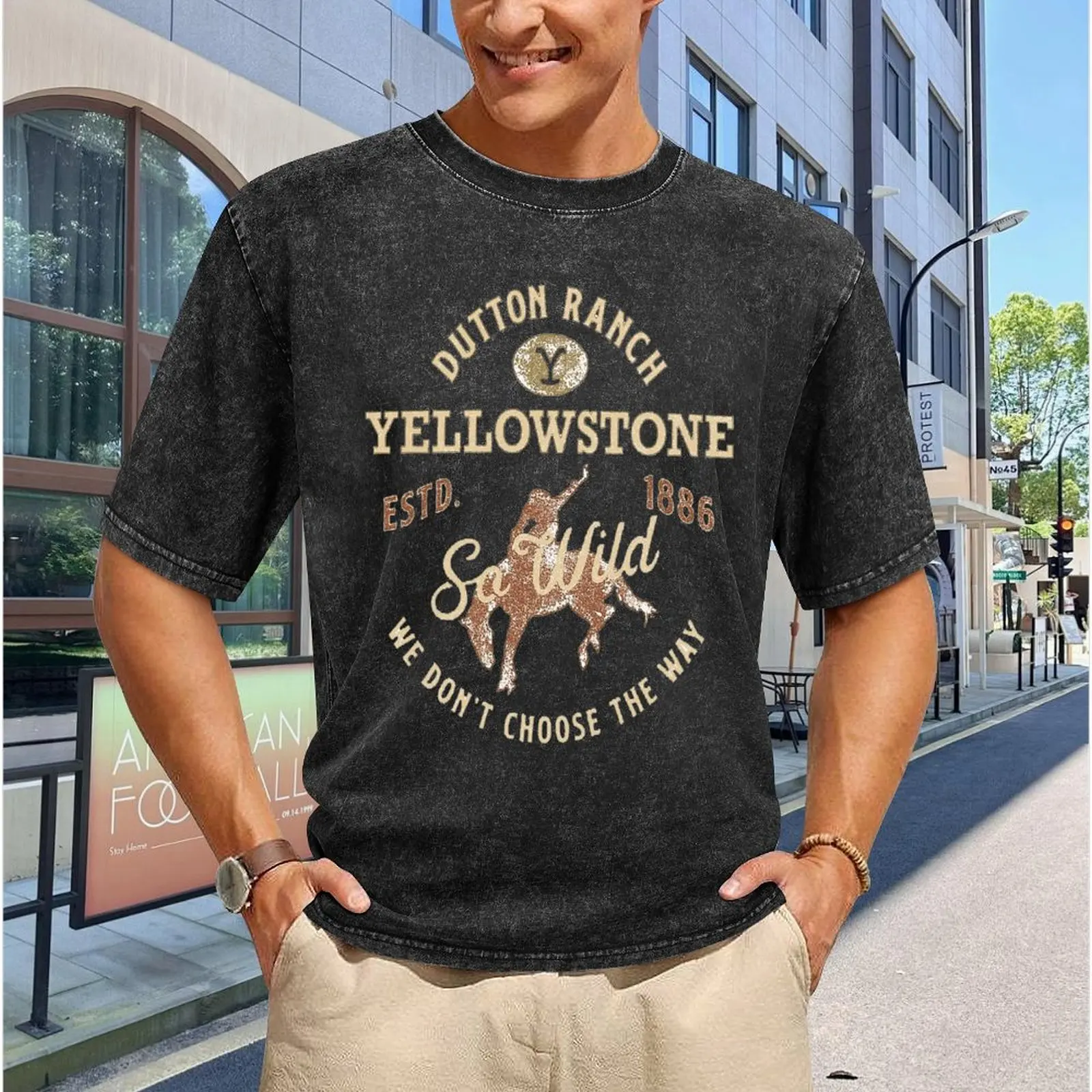 

Yellowstone Dutton Retro TShirt Hip Hop Streetwear Punk Gothic Style Tops Men Summer Custom T Shirt Casual Outfit Washed Tshirt