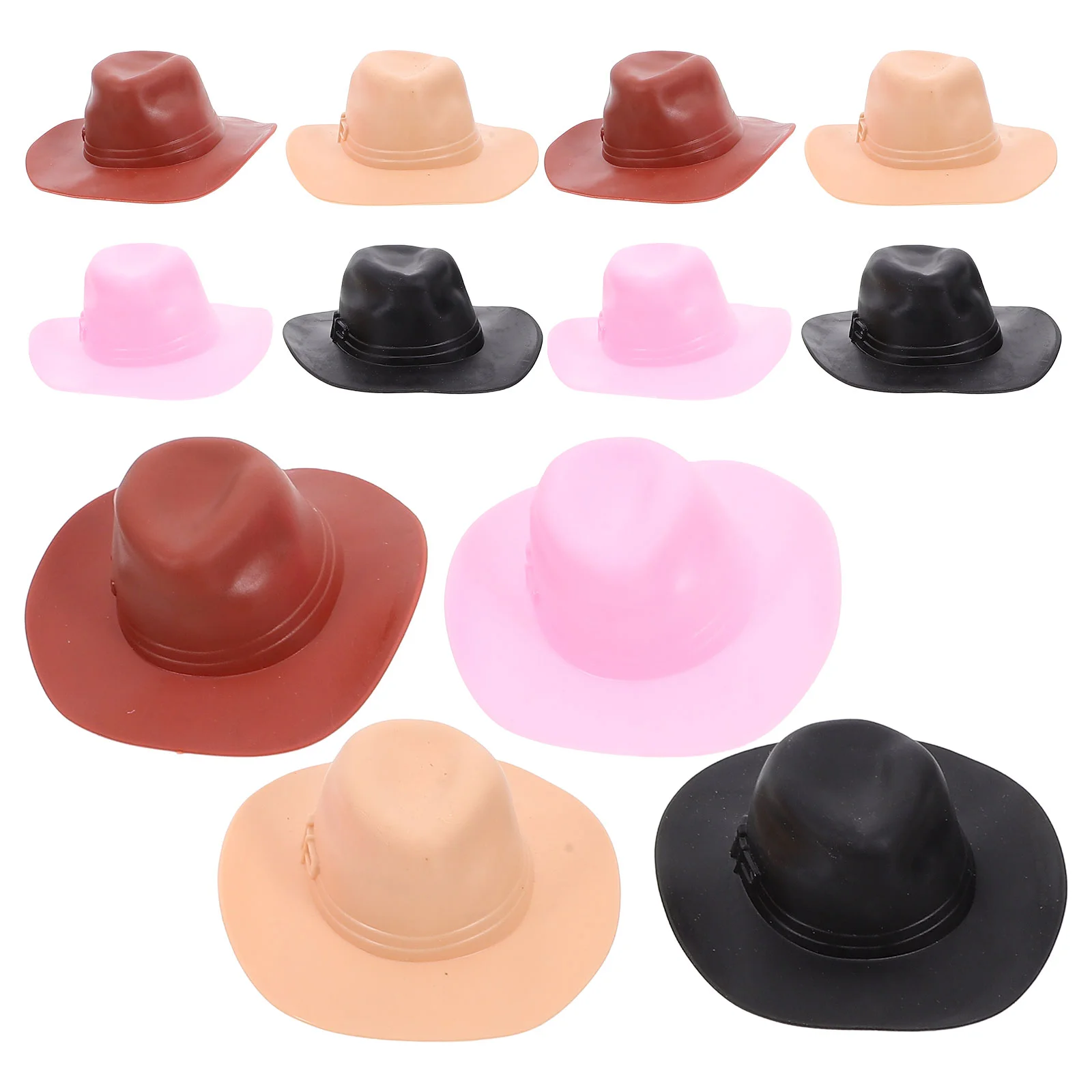 

12 Pcs Hat Mini Cowgirl Hats for Drinks Small Decoration Cake House Tiny Ornament Cowboy