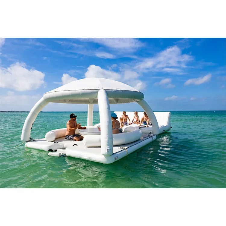 Custom Floating Island Leisure Inflatable Water Platform With Tent