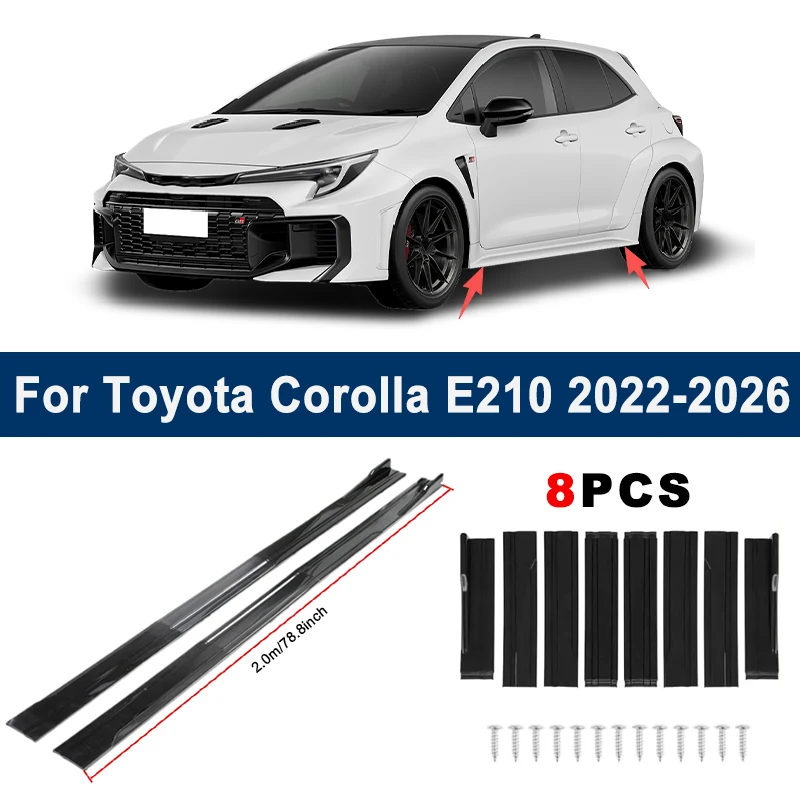 

2m Sectional Side Skirt Extension Lips For Toyota Corolla E210 2022-2026 - Racing Side Spoiler Car Modified Body Kit Accessories