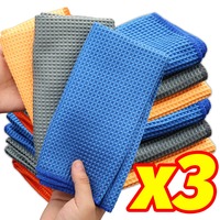 Car Wash Towel Glass Cleaning Water Drying Microfiber Window Clean Wipe Auto Detailing Waffle Weave for Kitchen Bath Home Office