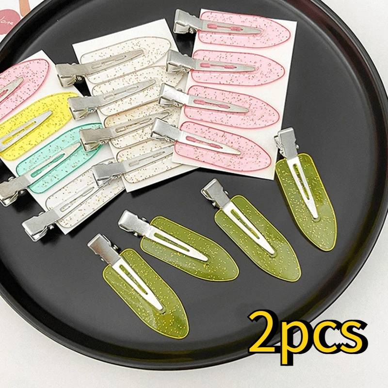 2pcs No Bend Seamless Hair Clips Side Bangs Fix Fringe Barrette Makeup Washing Face Accessories Women Girls Styling Hair Pins