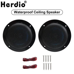 Herdio 4 Inch 160W 2 Way Marine Boat Waterproof Speakers For Bathroom Outdoor Camper SPA UV-Proof Music Speaker With Flush Mount