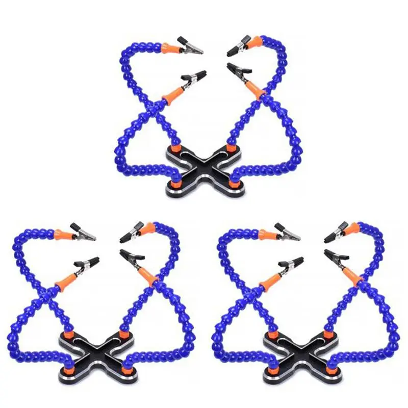 A53Q-3X Diy Soldering Third Hand 12Pc Flexible Arms Welding Helping Stand Repair Holder Tool Multifunctional Metal Base