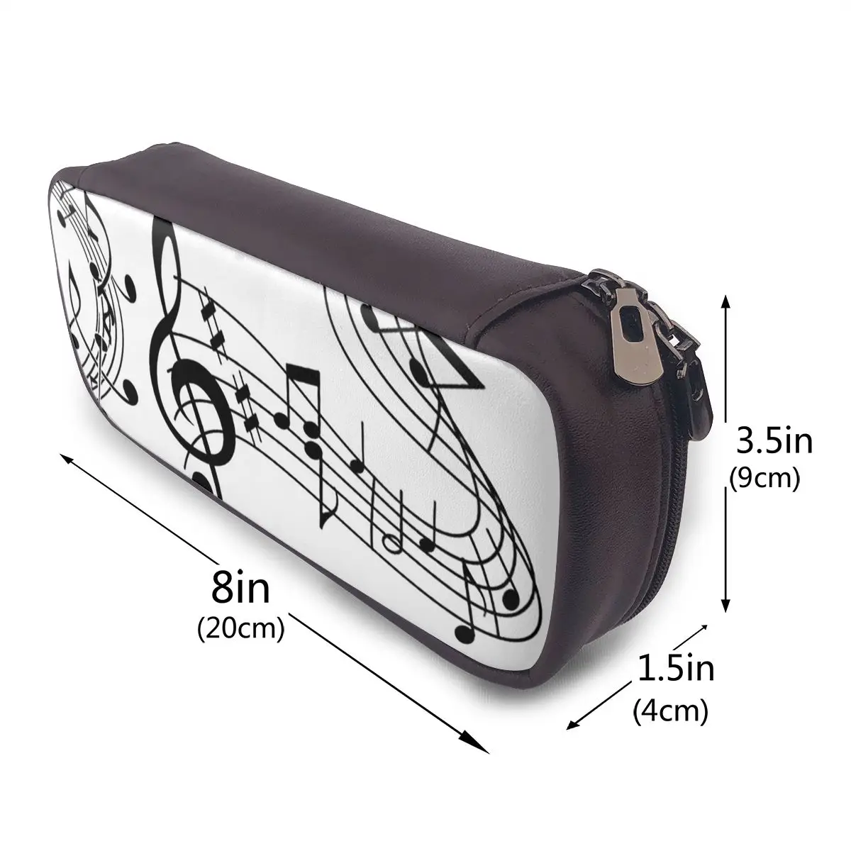 Abstract Piano Keys With Musical Notes Leather Pencil Case for Kids School Pen Box Pencil Bag Stationery Supplies Pen Holder Bag