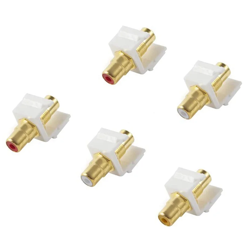15-Pack RCA Keystone Jack Insert Connector Socket Female Snap In Adapter Port Gold Plated Inline Coupler For Wall Plate-A78G