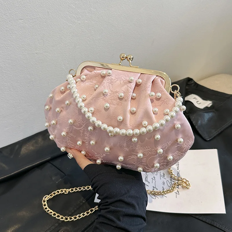 Summer Green White Seashell Shape Small Clutches Handbags Classic Fashion Ladies Daily Shoulder Bag Crossbody Chain For Women